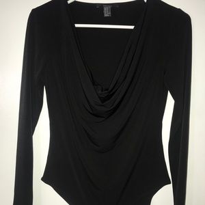 Cowl neck long sleeve bodysuit